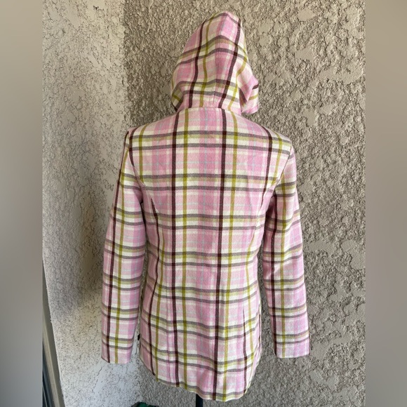 Y2K Paul Frank Pink Plaid Hooded Wool Peacoat, Size Small - Picture 11 of 13